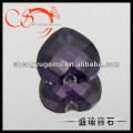 double faceted heart shape cubic zirconia / purple cz with 0.8mm drill hole CZHT0010